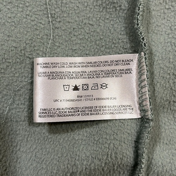 Eddie Bauer Fleece Jacket Full Zip Pockets Medium M Green EUC - Picture 11 of 12